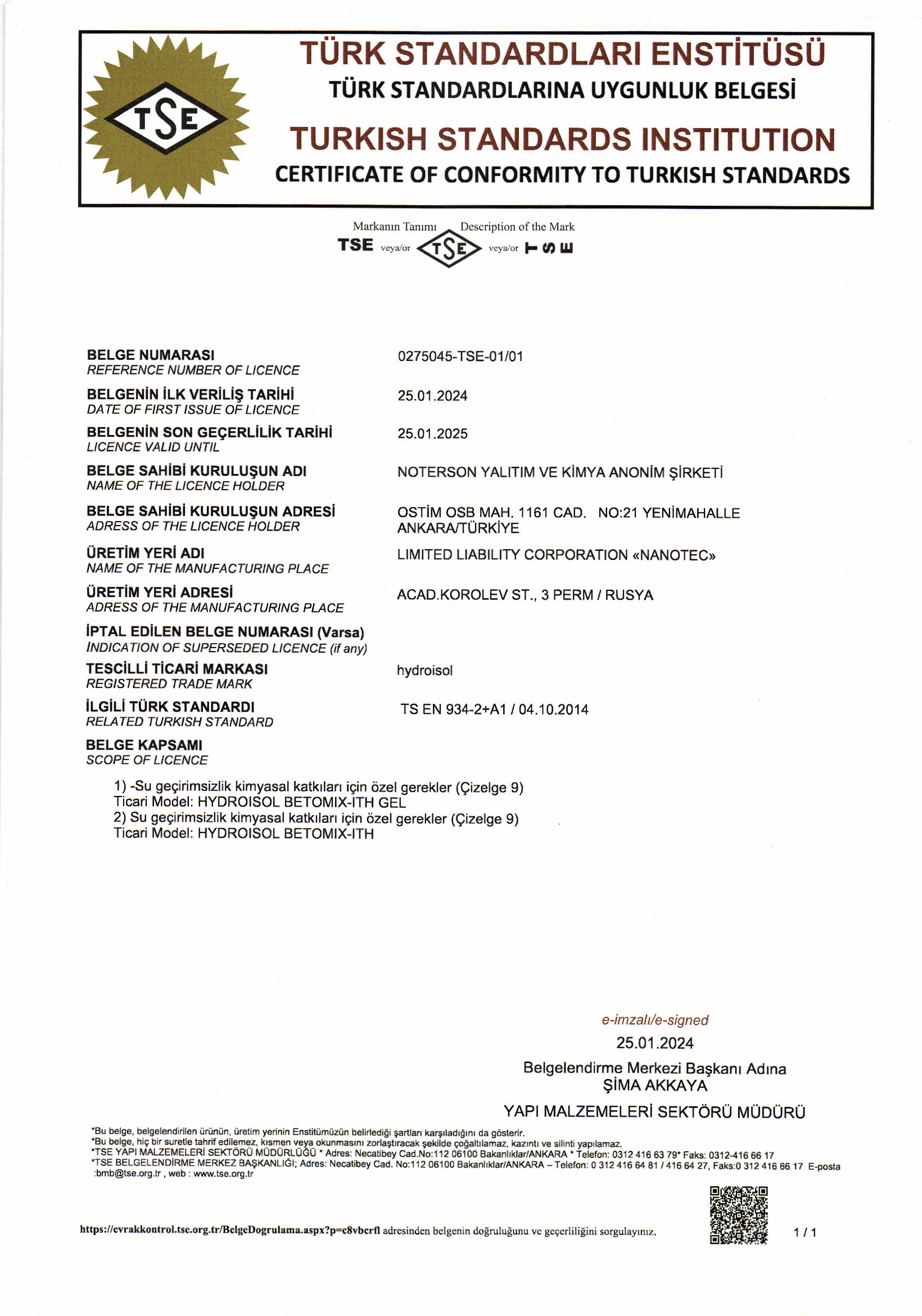 amiral-yalitim-hydroisol TSE sertifikası ile kalitenizi kanıtlayın ve müşterilerinize güven verin.